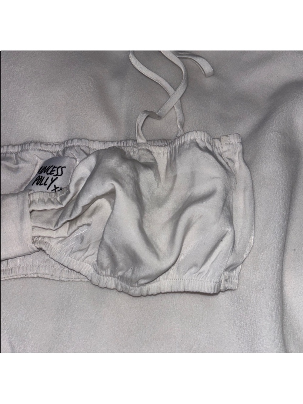 Princess Polly White Tie-Shoulder Bandeau Bikini Top - Picture 3 of 4